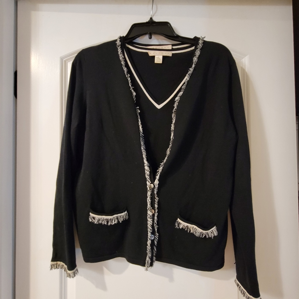 2 piece cardigan set by Belford cream and black size Large